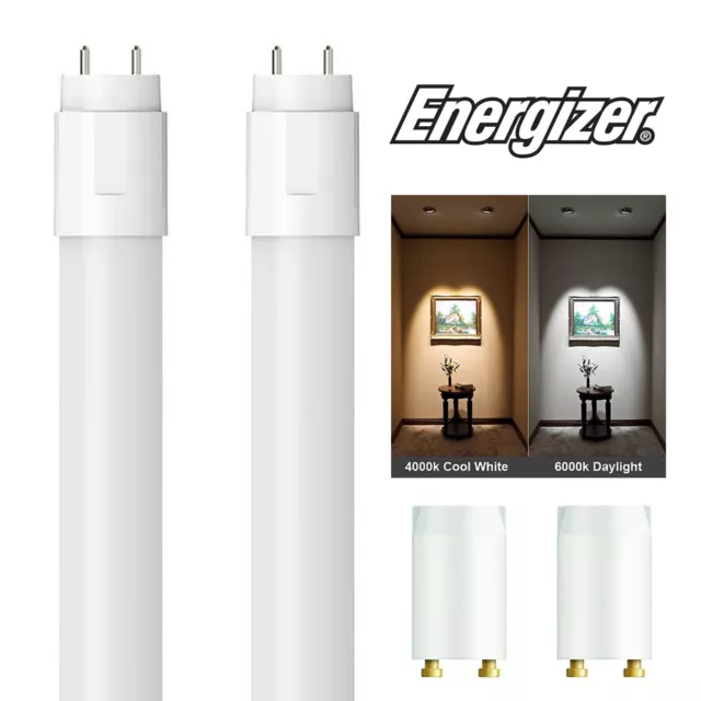 2 Pack ENERGIZER HighTech T8 Led Tube - Fluorescent Replacement 2ft 4ft 5ft 6ft