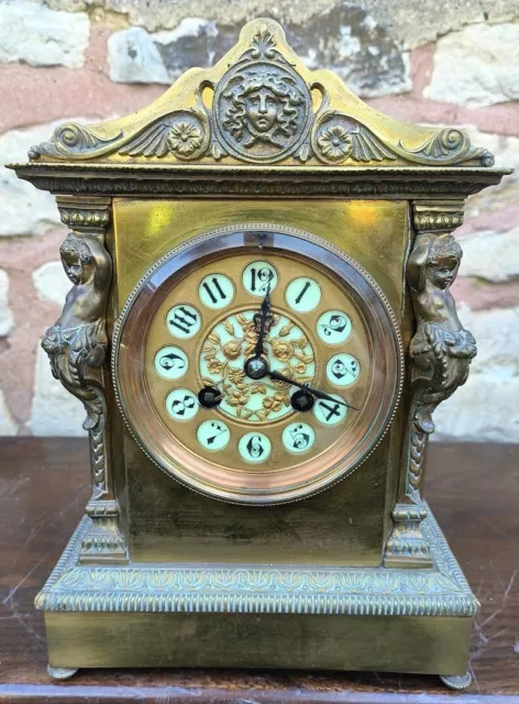 Original Antique French Ormolu Bronze Mantel Striking 8-Day Mantle Clock c1900