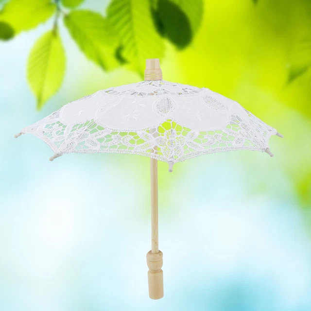 White Bridal Umbrella Lace Cotton Embroidery Handmade Parasol Umbrella Wedding