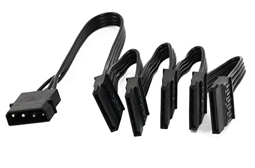 GOURIDE 4pin IDE 1 to 5 SATA 15Pin Hard Drive Power Supply Splitter Cable Cor...