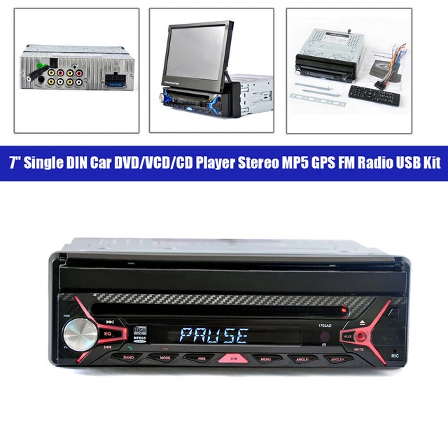 7" Flip Out Screen Single DIN Car Stereo DVD/VCD Player GPS Navigation Radio USB