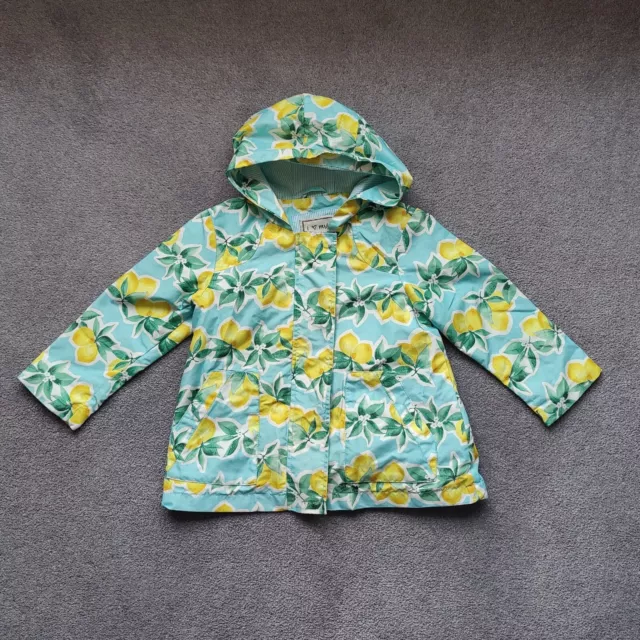 Next Toddler Girls Rain Coat Lemon Pattern/Polka Dot Lining Light 2-3 Years/98cm