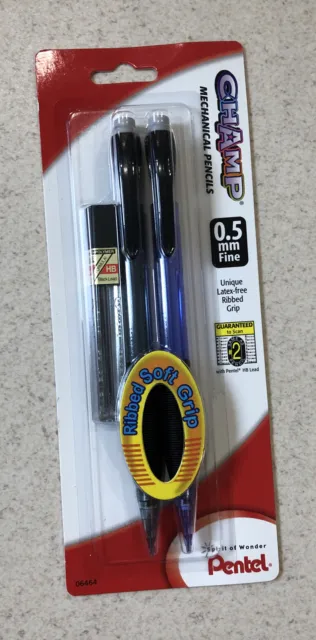 Pentel Champ Mechanical Pencils, Charcoal Grey & Purple Barrels 2 Pk 0.5 mm