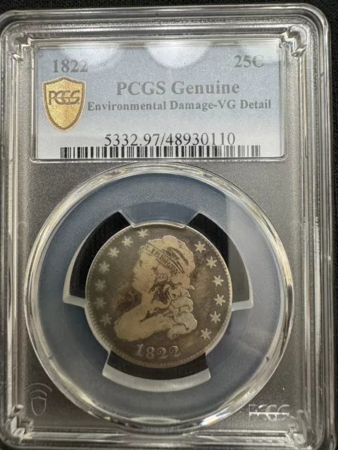 1822 Capped Bust Qtr PCGS Environmental Damage VG details