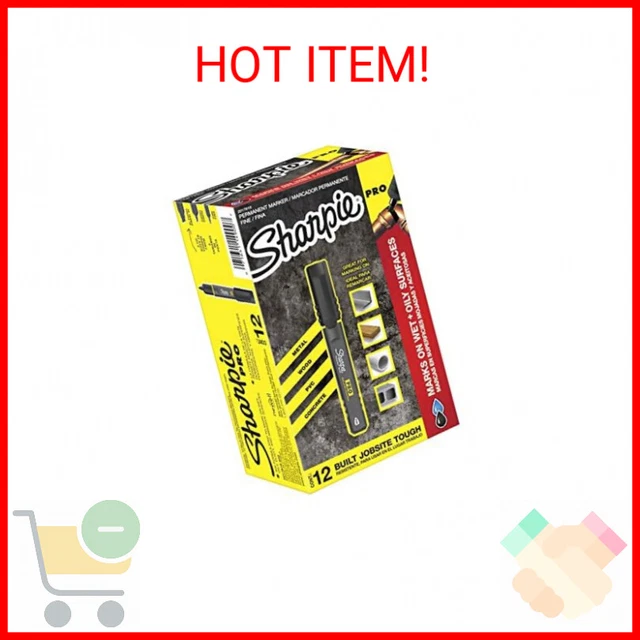 SHARPIE Pro Permanent Marker, Fine Point, Black, 12 Count