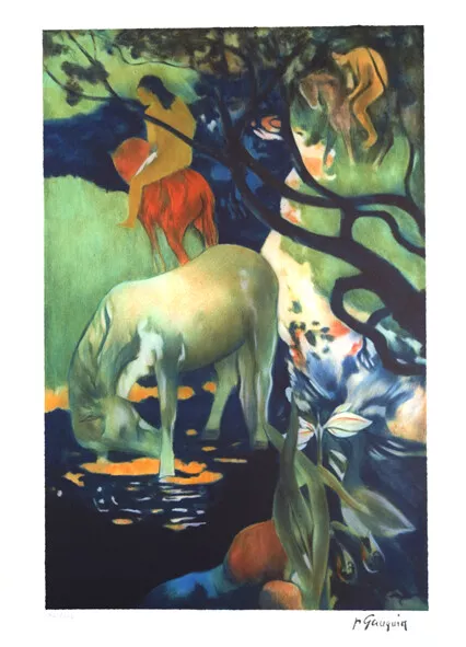 lithographie sur Arches -signée Paul Gauguin -  "Vahiné au cheval blanc "