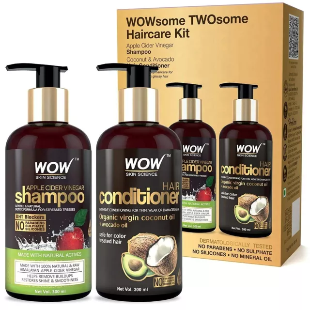 Wow Apple Cidre Vinaigre Shampooing Et Avacado Huile Conditionneur Combo - 600