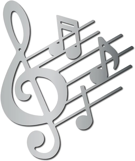 CREATCABIN Notas Musicales Arte de Pared Metal Vintage Llave de Agudos Decoración de Pared Negra