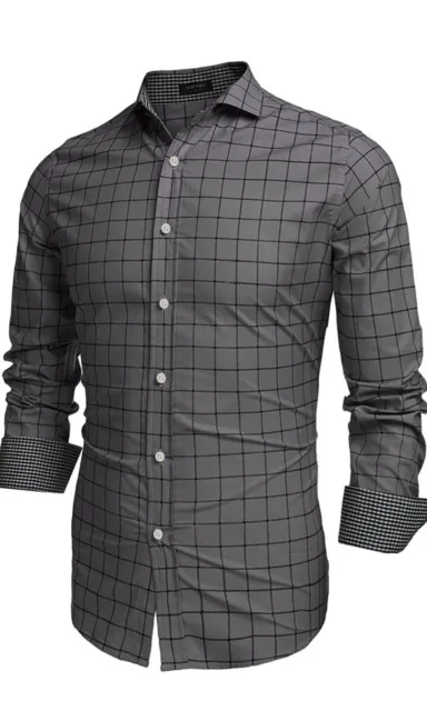 Coofandy Mens Fashion Long Sleeve Plaid Button Down Shirt Large