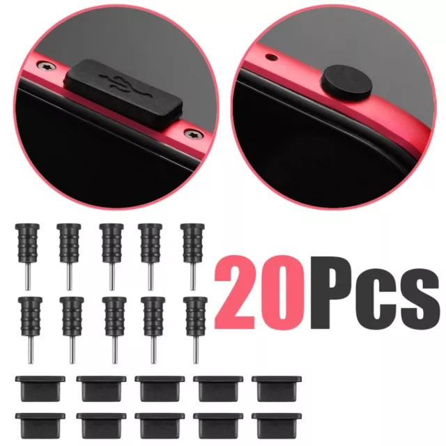 20Pcs Anti-Staub-Stecker USB Type-C + Kopfhörer Staub Schutz Kappe Silikon