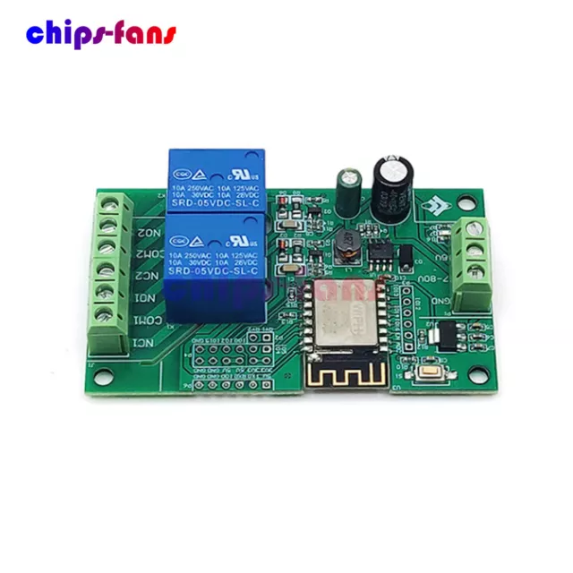 ESP8266 WIFI Dual Channel Relay Module 5V Power Supply ESP-12F Development Doard