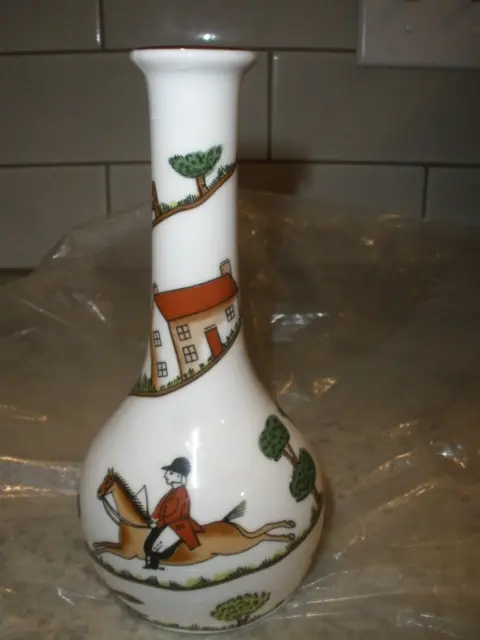 Vintage Crown Staffordshire "Hunting Scene" Bone China 6" Bud Vase England