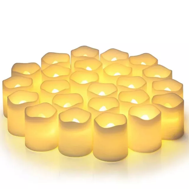 24Pcs Flameless Tea Warm White Flameless Decor Battery  LED Votive Candles Light