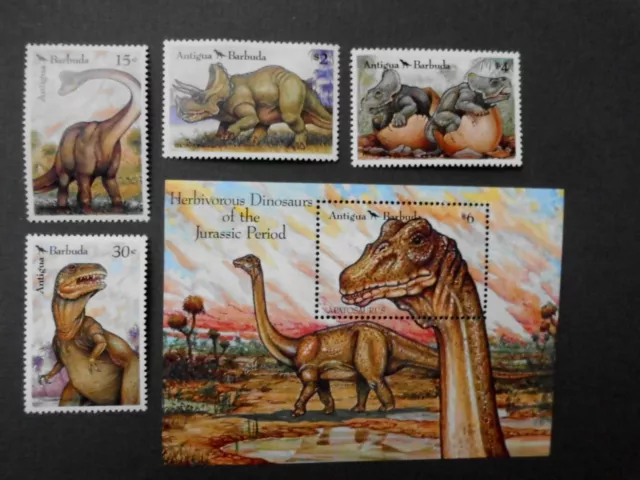 PF Antigua Barbuda 1992 *4+1 Bl. *1610-11/1614+15/BL 228 *Dinosaurier *Rarität !