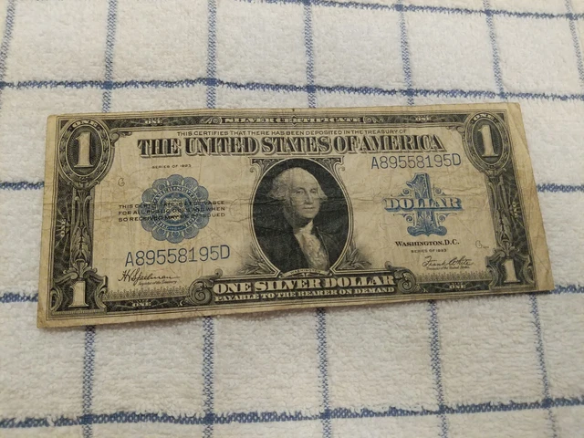 $1 1923 Silver Certificate Horse Blanket Large Blue Seal One Dollar Note