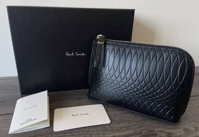 Paul Smith Noir Non 9 Cosmétique Sac Pochette Cuir Détail Neuf en Boîte