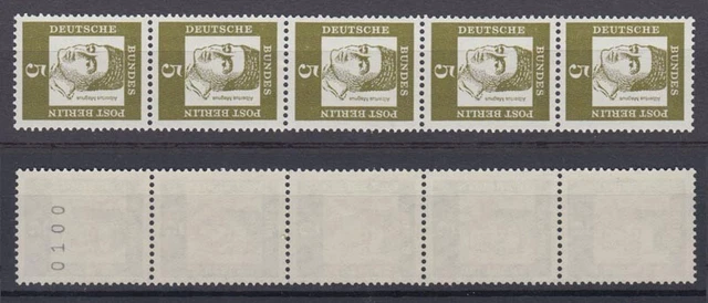 Berlin 199 RM 5er Streifen mit gerader Nummer Bedeutende Deutsche 5 Pf **