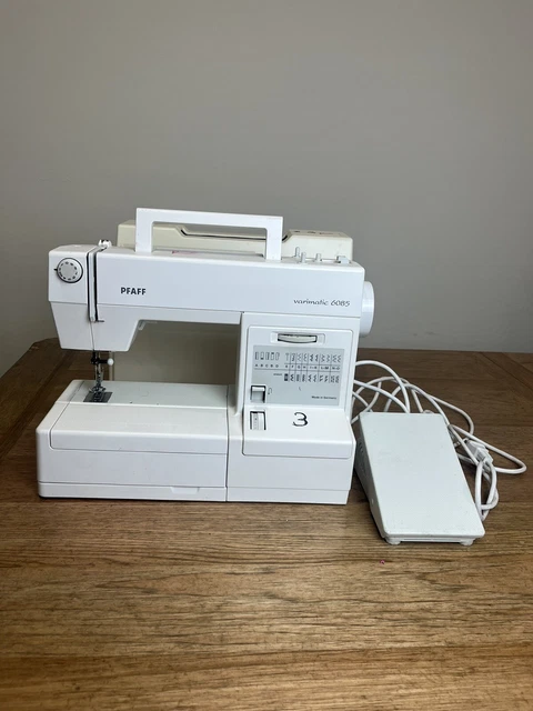 PFAFF Varimatic 6085 Sewing Machine with Foot Pedal And Case PFAFF Germany White
