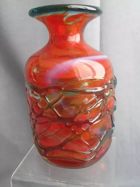 Mdina orange trailed glass vase Michael Harris design 2