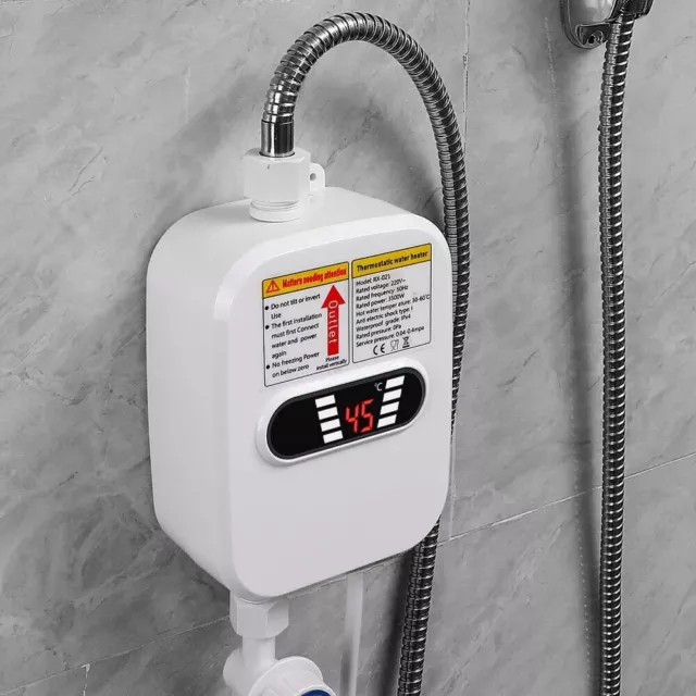 Electric Tankless Instant Hot Water Heater Boiler for Kitchen Bathroom Caravan