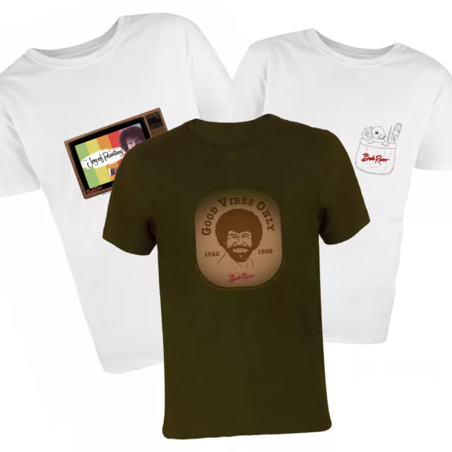 Bob Ross Licence Officielle Coton Unisexe T-Shirts, Modèles Assortis, S, M Ou L