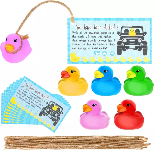 60 Pieces Duck Cards with Rubber Ducks and Strings, Small Rubber Duck with Duck