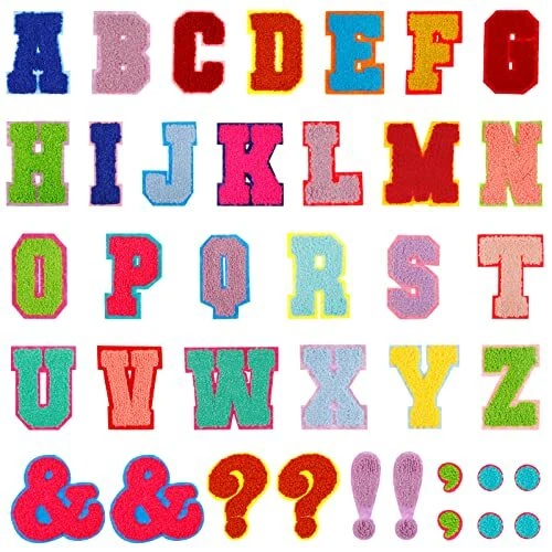38 Pieces Iron on Letter Patches Chenille Patches Embroidered Alphabet