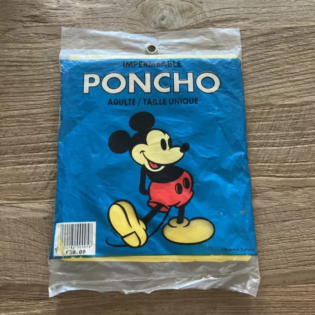 Vintage Disney World Rain Poncho Land Yellow Mickey Mouse Jacket 80's Unused