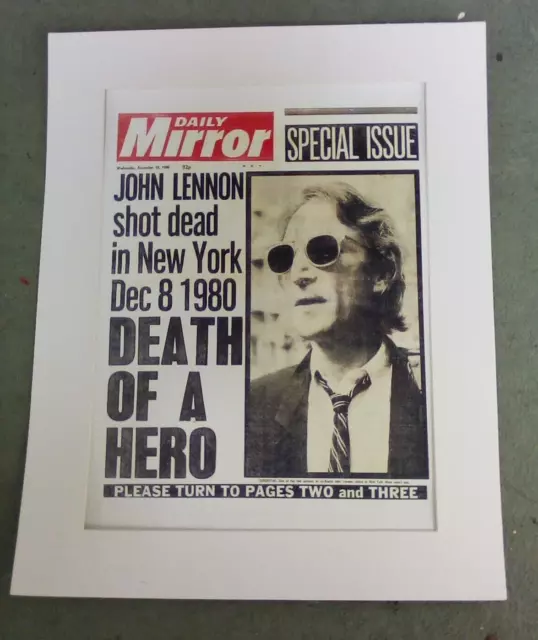 JOHN LENNON DEATH repro.DAILY MIRROR 10TH DEC 1980. to frame THE BEATLES.