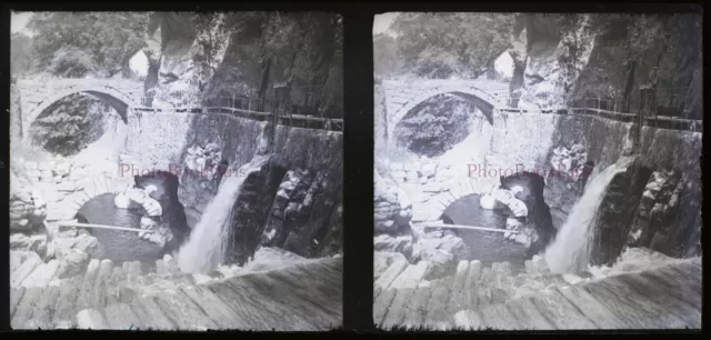 France Barrage Montagne c1940 Photo NEGATIVE Stereo Glass Plate Vintage V2n