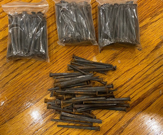 Antique Square Nails Lot Rosehead 1800s Iron Salvaged Reclaimed