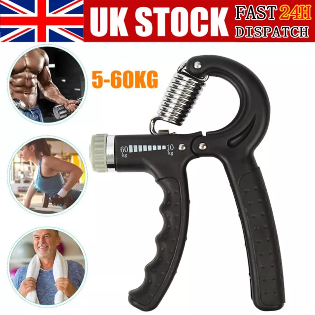 5-60KG Adjustable Hand Grip Strengthener | Wrist Forearm Gripper Exerciser UK