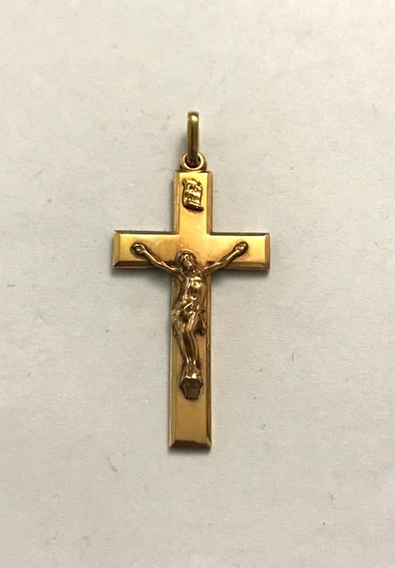Pendentif Croix Aimant Ancien - Plaqué Or - Style Art Déco - Occasion