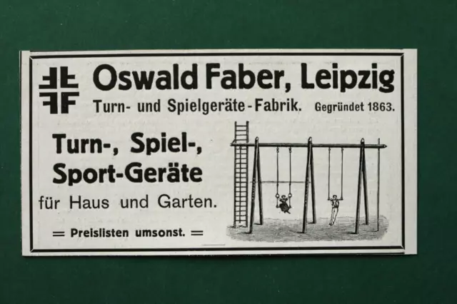 WIZ14b) Reklame Oswald Faber Leipzig 1914 Turngeräte Spiel Sport Werbung 10x5