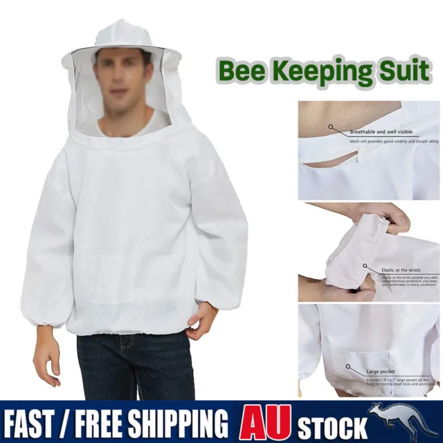 Bee Keeping Suit Jacket Veil Pull Protective Coat Over Beekeeping Hat Smock AU