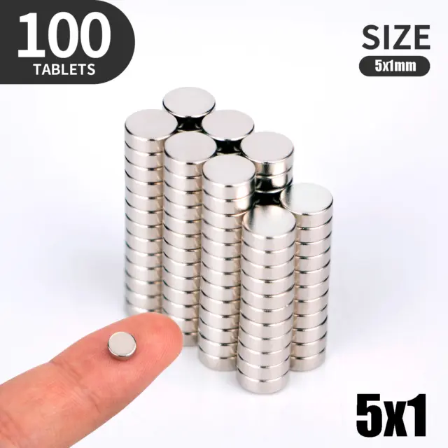 100 Neodymium Magnets Round Disc N35 Super Strong Rare Earth 5mm X 1mm Lot USA