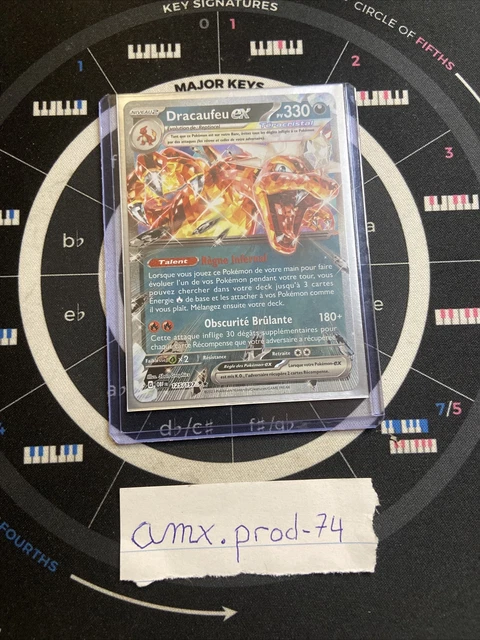 Carte Pokémon Dracaufeu Ex 125/197 – Double Rare (RR) – Écarlate Et Violet Flammes Obsidiennes – Neuve Sous Sleeve