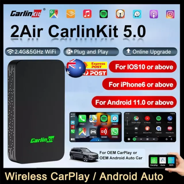 CarlinKit 5.0 Wireless Apple CarPlay Android Auto Multimedia Video Play Adapter