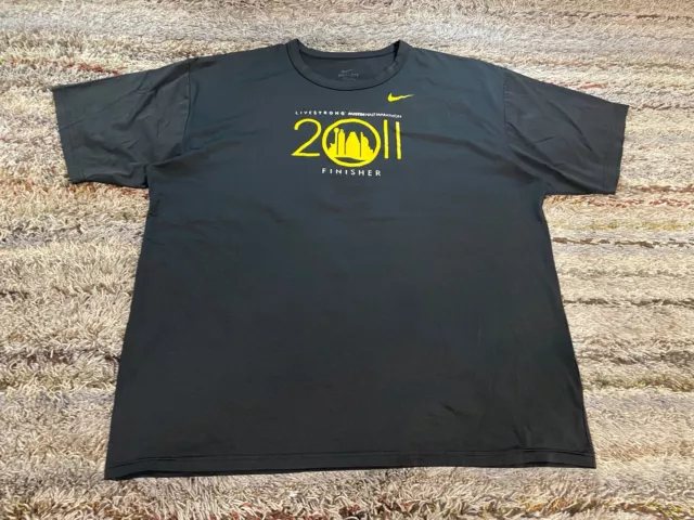 Nike Dri-Fit Livestrong 2011 Austin Texas Running Marathon Men 2XL T-Shirt Black