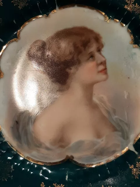 Antique Victoria Carlsbad Austria 7 1/4" Portrait Plate Maiden Lady, 1891-1918