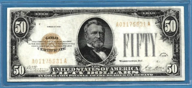 1928 $50 Fifty Dollar Gold Certificate Dollar
