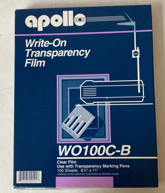Apollo Write On Transparency Film Clear 100 Sheets 8.5 x 11 in WO100C-B Infrared
