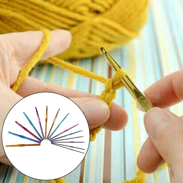 Ensemble d'aiguilles crochet poignée métallique pratique 14 pièces design erg