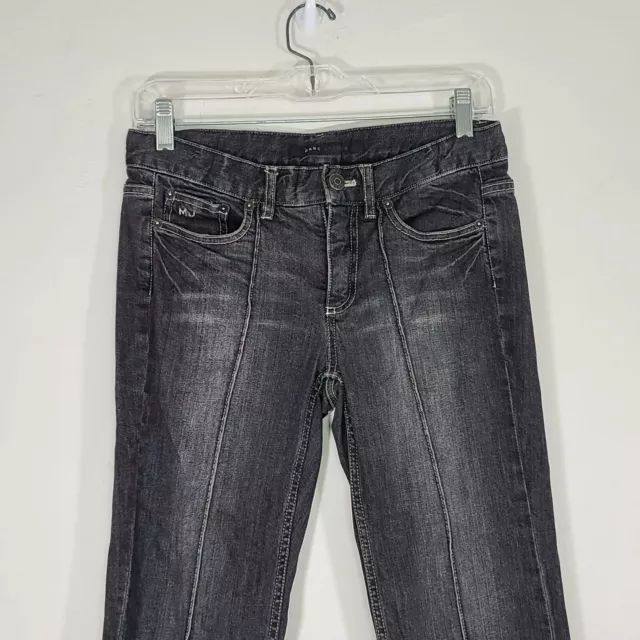 Marc Jacobs Black Stone Wash Denim Front Seam Detail Bootcut Jeans Size 2 3