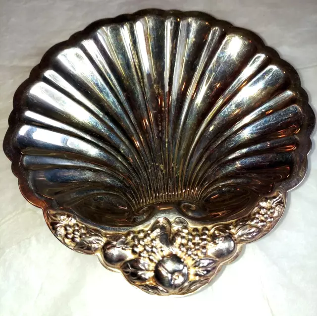 WS Blackinton Silver Plate Footed Scallop Shell Dish Tray Bowl