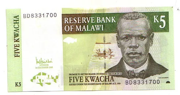 Malawi 5  kwacha  2005     FDS UNC     pick 36 c       lotto 3804