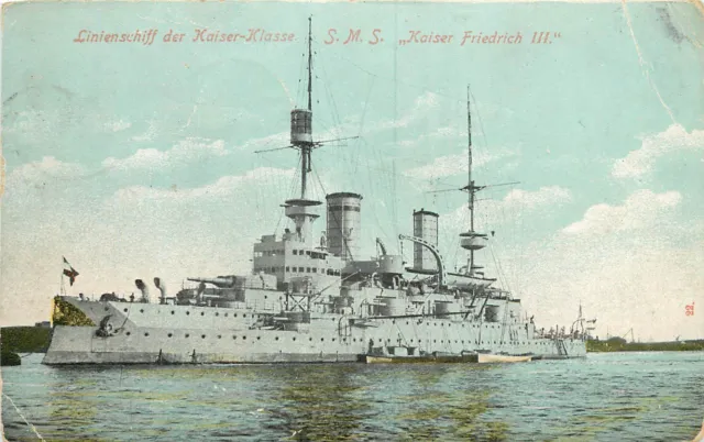 Postcard Linianschiff Der Kaiser Klasse S.M.S. Kaiser Friedrich III Battleship