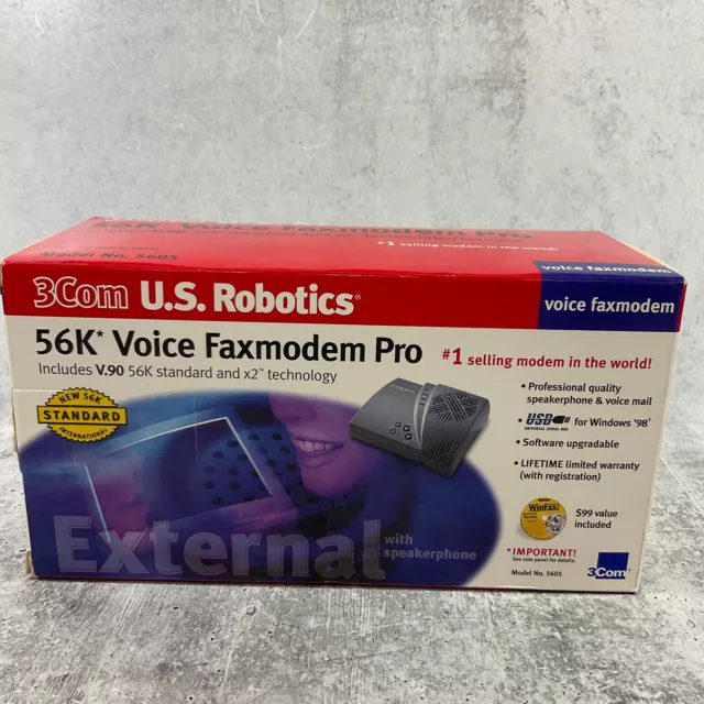 NEW & SEALED 3Com U.S. Robotics 56K Voice Faxmodem Pro V.90 Model 5605