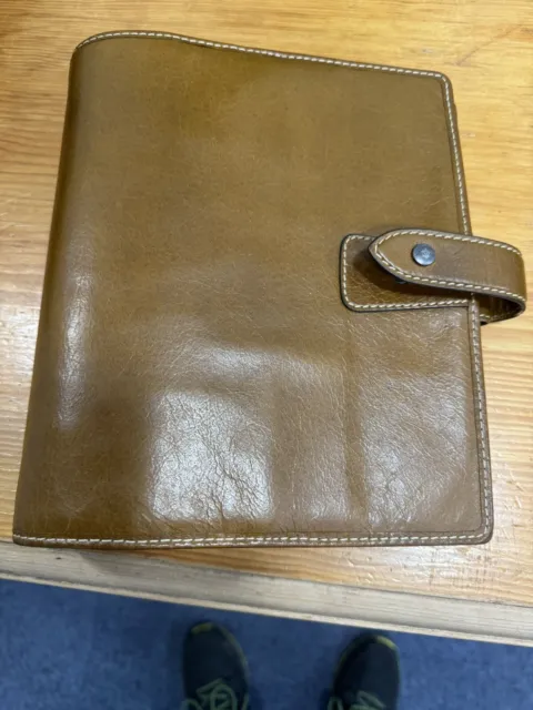 Filofax A5 Malden Organiser - Ochre. Good Condition - Odd Ink On It See Pics