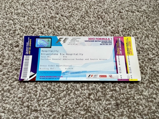 2012 British Grand Prix F1 Ticket 🇬🇧 Mark Webber Red Bull Win 🏁